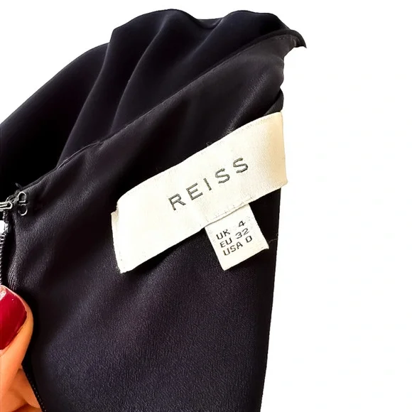 REISS Tarquin Double Layer Navy Blue Womens Business Dress With Necklace Size XS - Picture 7 of 14